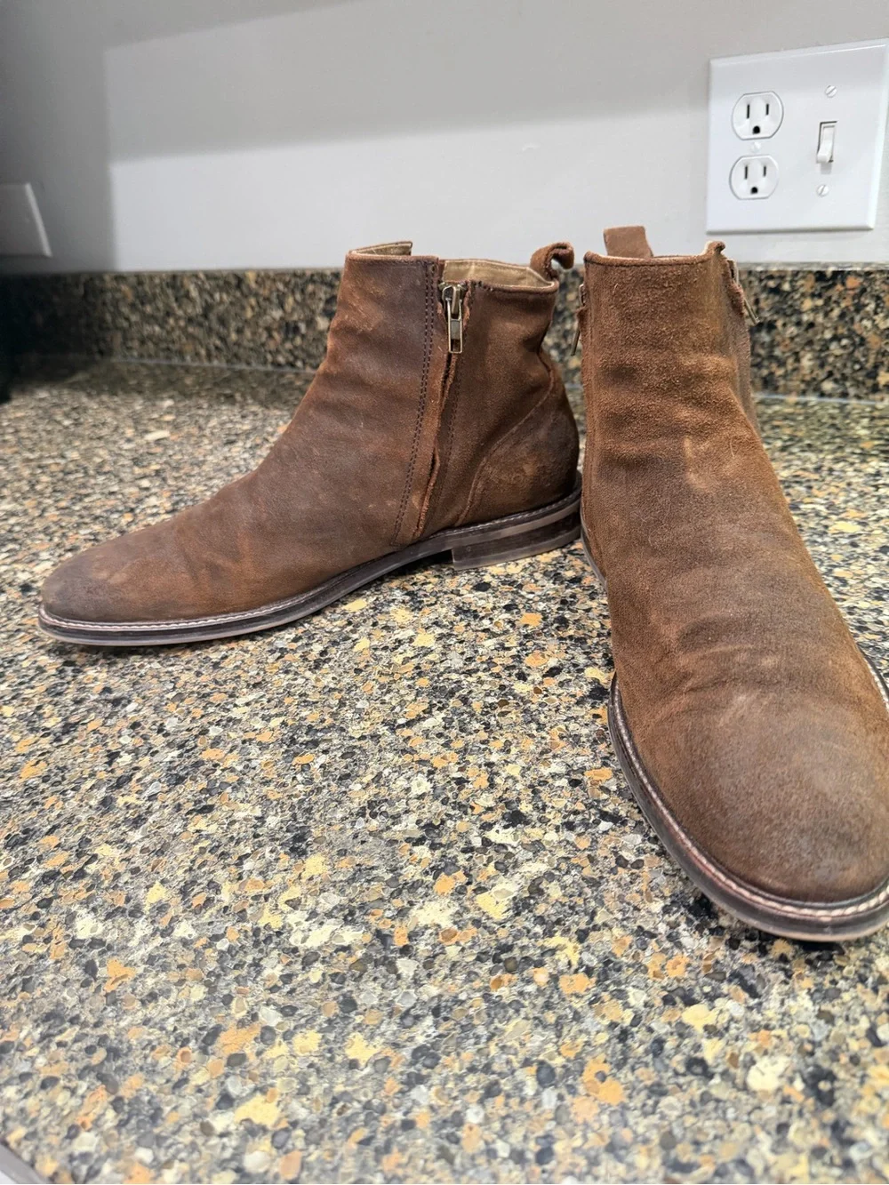 Mens Aston grey 9 Brown Suede Side-Zip Chelsea Boots
